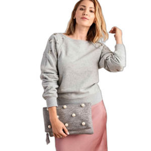 Stella & Dot The Madison Clutch Pearl Bag Fold Over NWOT